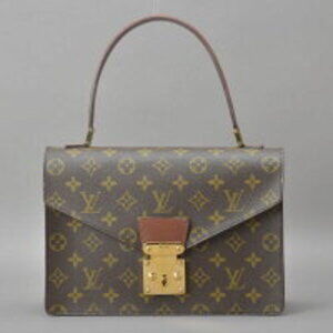 Louis Vuitton Leather Bag Handbag Brown Lock Concorde